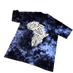 Midnight Vibes: Bold Tie-Dye Tee with Striking Afro Graphic