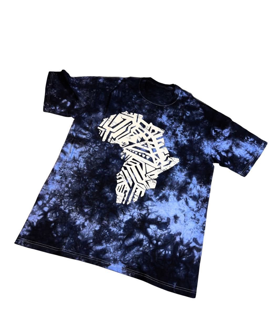 Midnight Vibes: Bold Tie-Dye Tee with Striking Afro Graphic