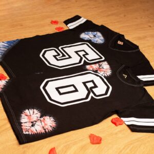 Own the Game in Style with This Bold 56 Tie-Dye Jersey V-Neck