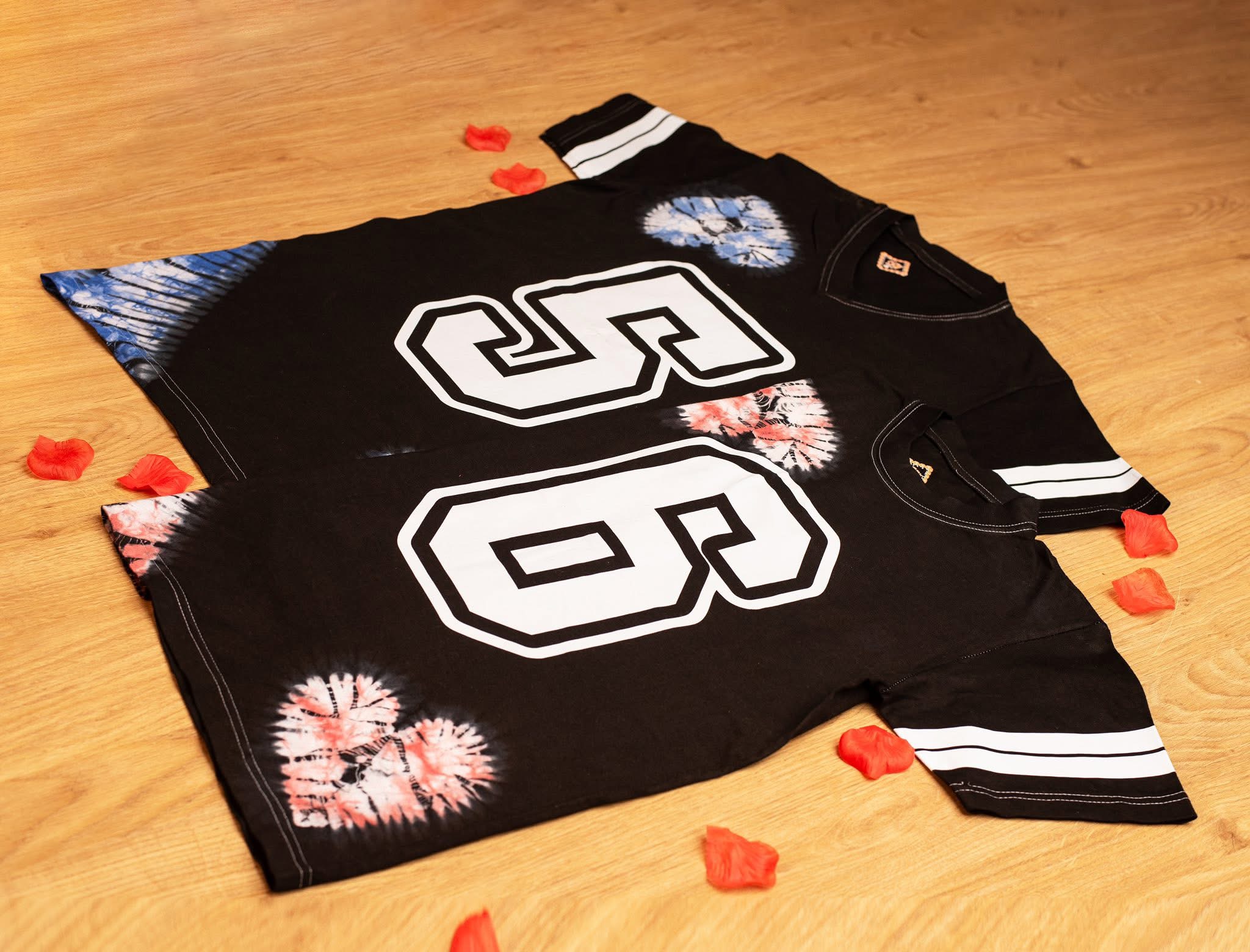 Own the Game in Style with This Bold 56 Tie-Dye Jersey V-Neck