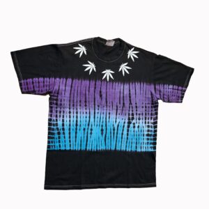 Level Up Your Drip with this Hand-Dyed Cannabis Collar T-Shirt – Purple to Blue Vertical Ombré & Black Top