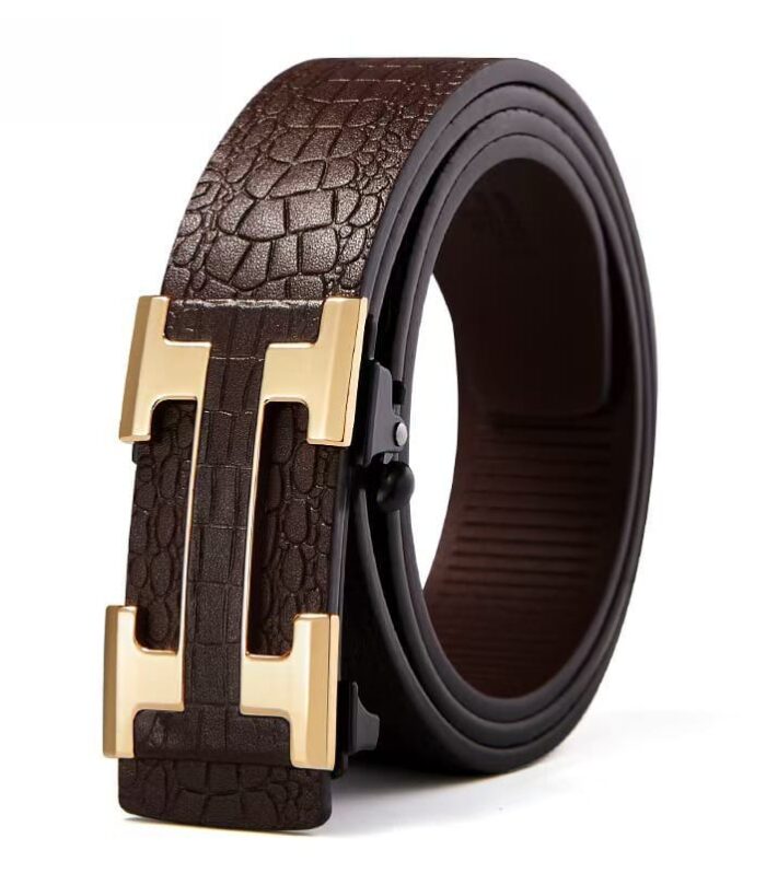 Redefine Elegance: Premium Croc-Embossed Automatic Leather Belt