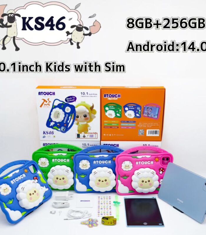 Atouch KS46 10.1-Inch Kids Android 14 Educational Tablet (8GB + 256GB, SIM Enabled)