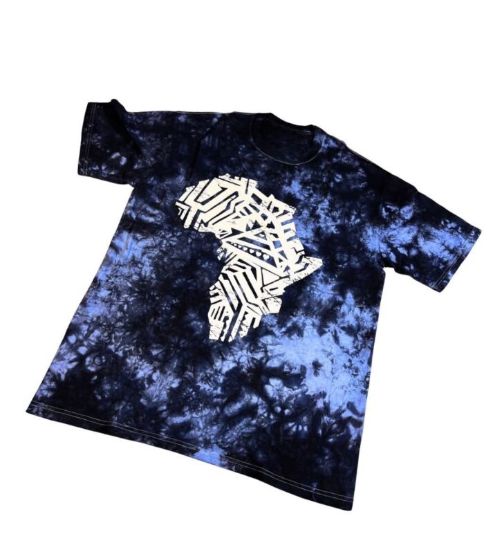 Midnight Vibes: Bold Tie-Dye Tee with Striking Afro Graphic