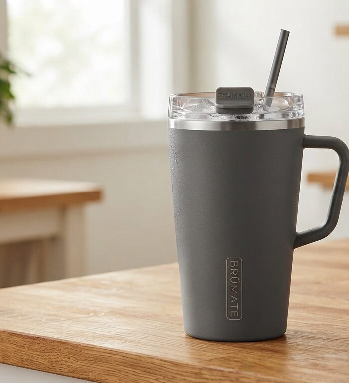 BrüMate Era Insulated Stainless Steel Tumbler with Handle and Straw – Charcoal Matte