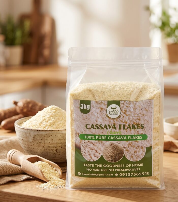 00% Pure Cassava Flakes (Garri) – 2kg Premium Quality, No Preservatives