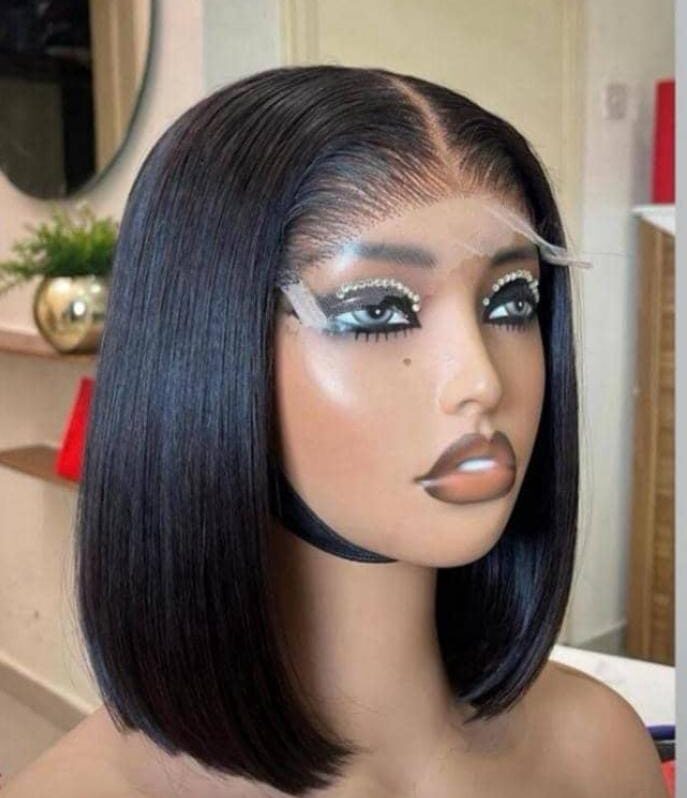 Straight Human Hair Short Bob Lace Frontal Wig