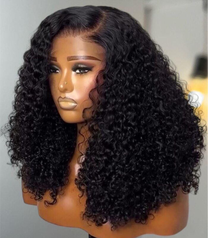 100% Virgin Human Hair Deep Wave Lace Front Wig – Natural Black