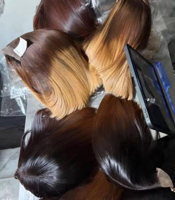Honey Blonde Ombre Straight Short Bob Lace Front Wig