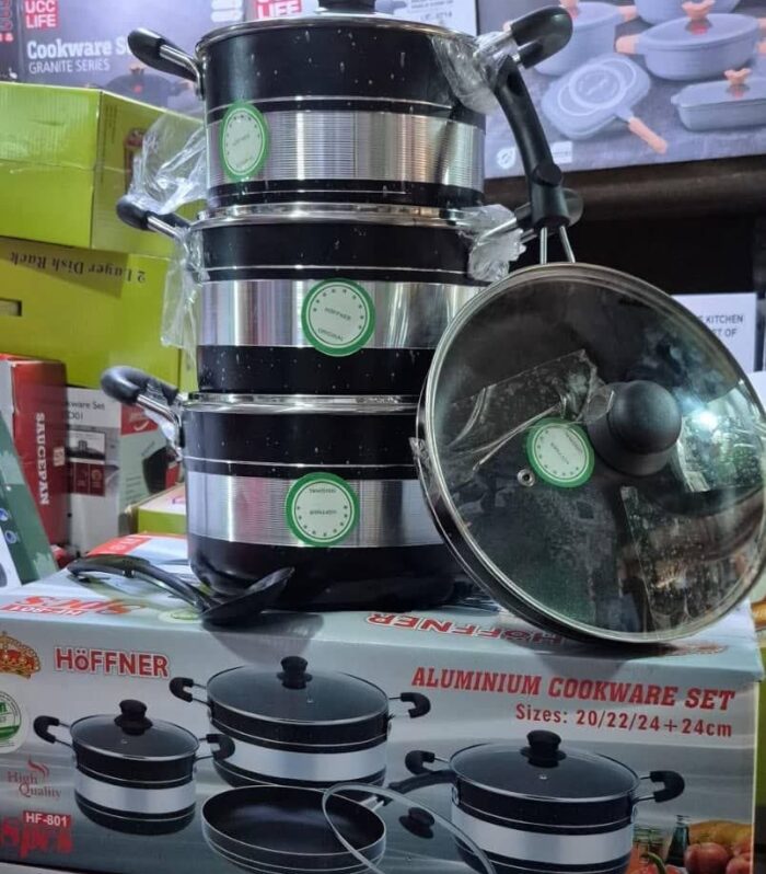 Premium Höffner Non-Stick Aluminium Cookware Set – Durable 6-Piece Pot & Pan Collection