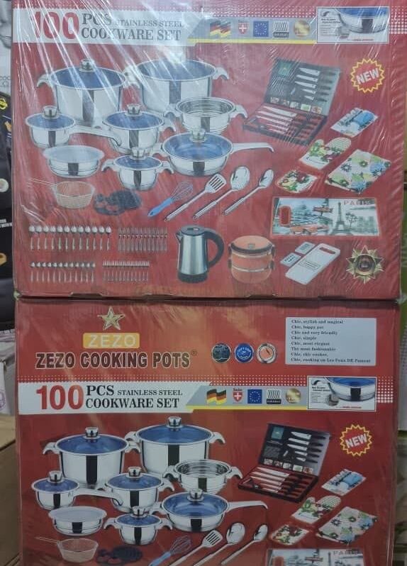 ZEZO 100-Piece Premium Stainless Steel Cookware & Kitchen Ensemble | Complete Home Cooking Set