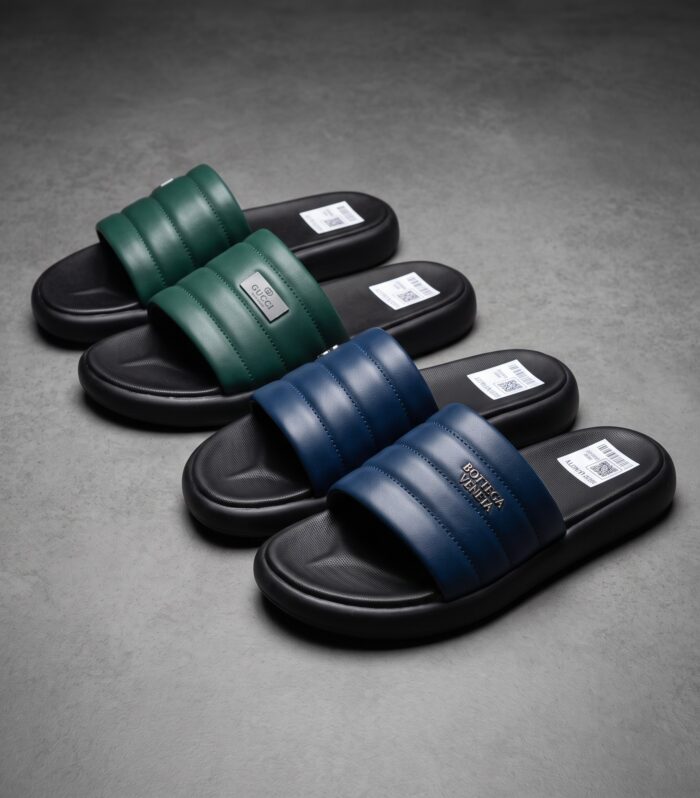 Men’s Premium Padded Leather Slides – Ultra-Comfortable Everyday Slip-On Sandals