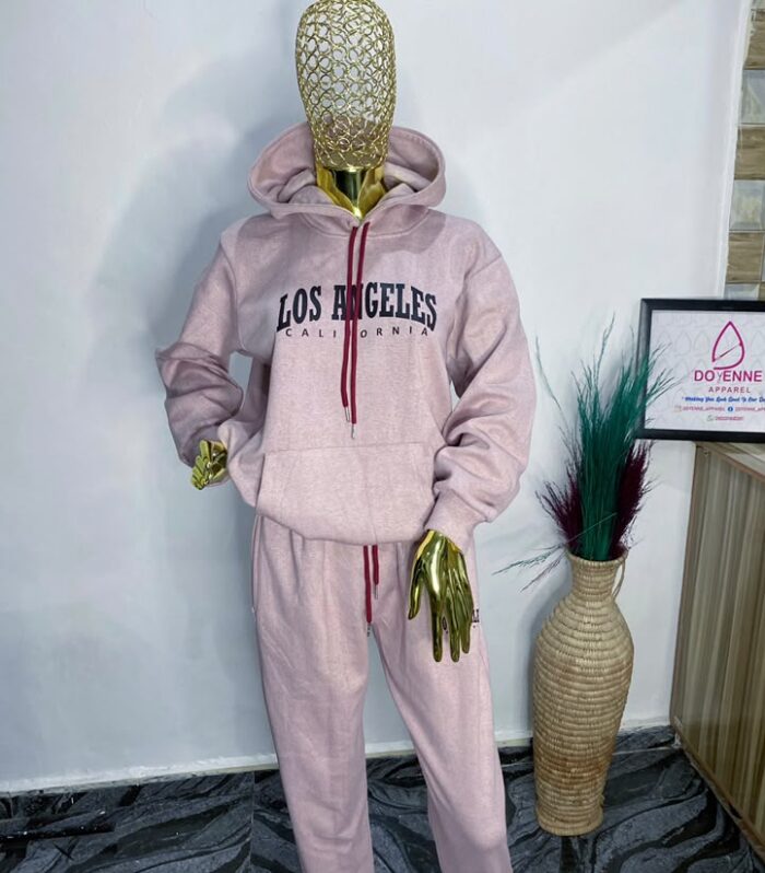 Women's Dusty Pink 'Los Angeles' Hoodie & Joggers Set – Cozy Streetwear Tracksuit