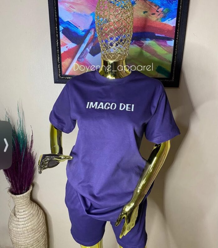 Imago Dei Graphic T-Shirt Set – Premium Purple Two-Piece Casual Wear