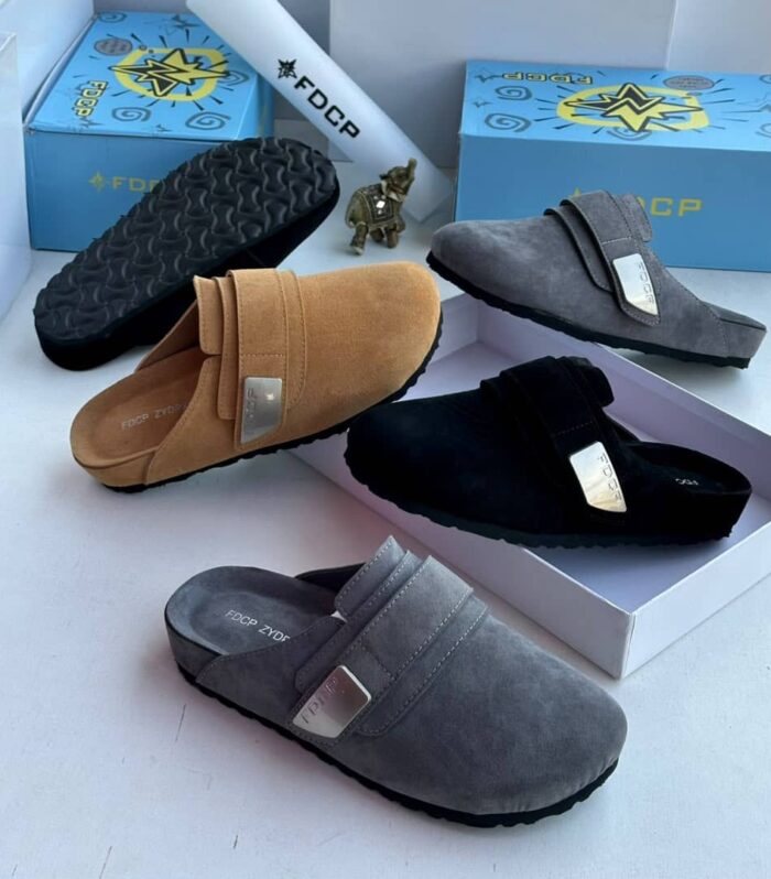 FDCP Suede Adjustable Strap Slip-On Clog Mules