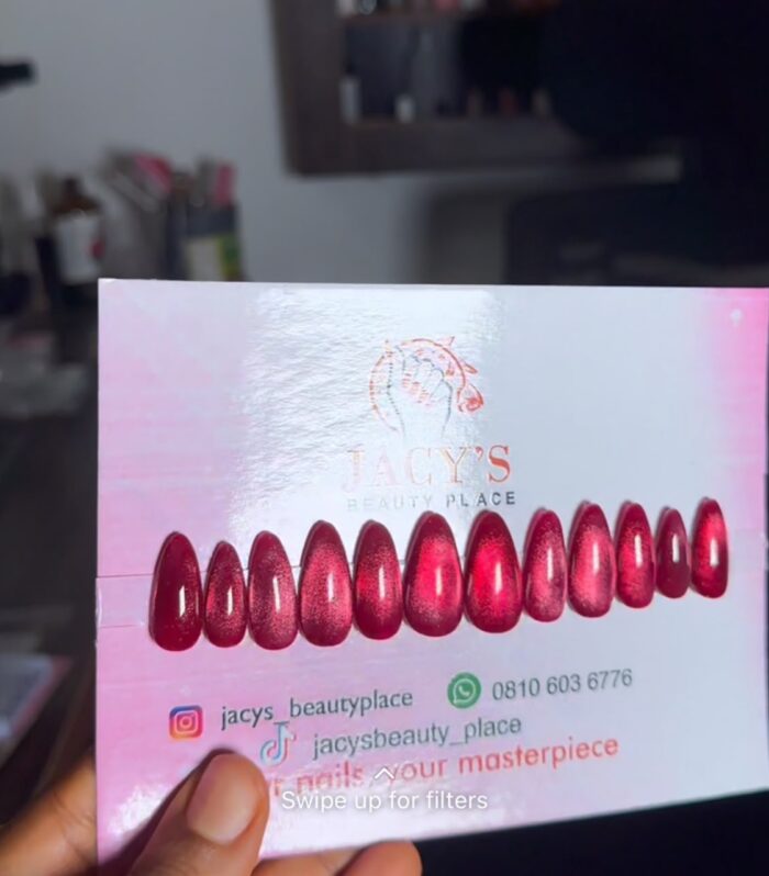 Metallic Crimson Cat-Eye Almond Press-On Nail Set