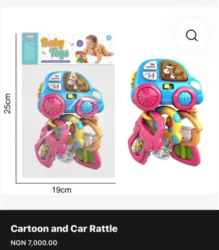 Interactive Cartoon Car Rattle & Musical Teething Toy for Babies (3M+)