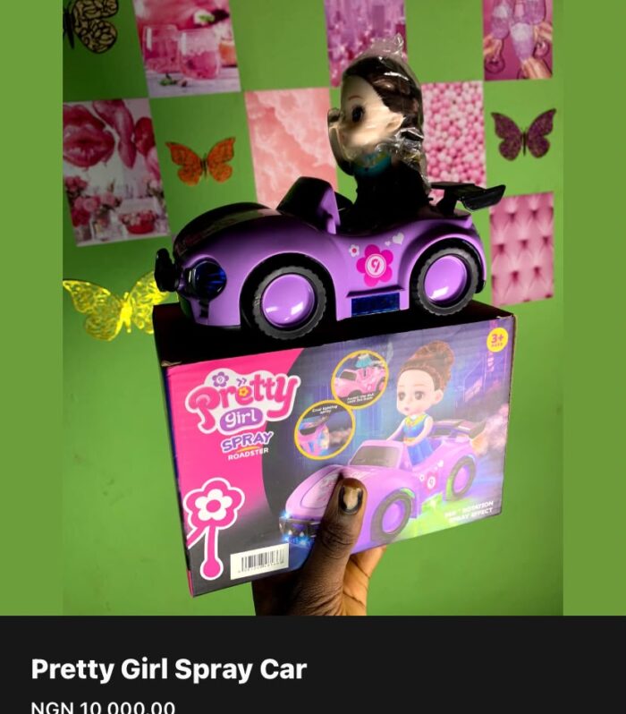 Pretty Girl Spray Roadster Toy Car – Electric Light, Sound & 360° Rotating Mist Effects