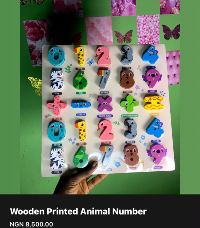 Colorful Wooden Animal Number & Math Learning Puzzle Board for Kids – Educational STEM Toy