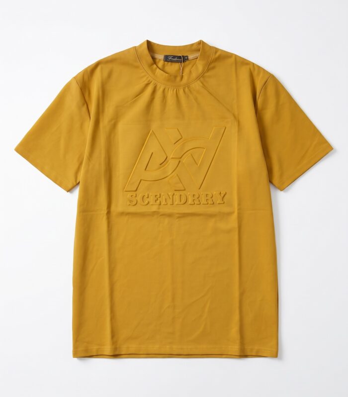 Men’s Premium Oversized Mustard Yellow Crewneck T-Shirt with 3D Embossed Chest Logo