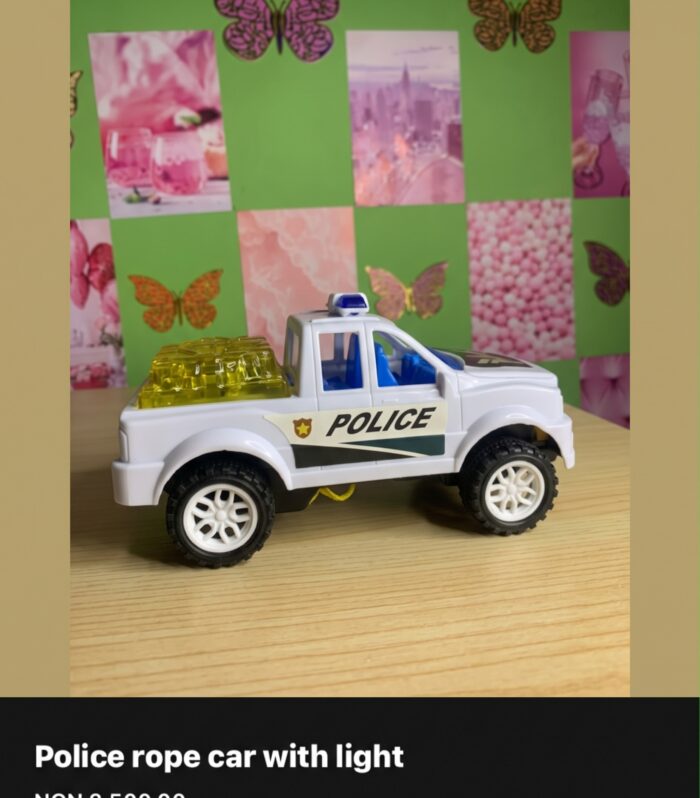 Light-Up Police Patrol Pickup Toy Truck with Pull-String Action