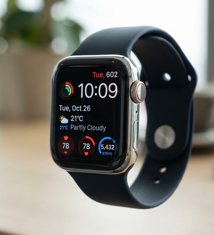 Premium Stainless Steel Smartwatch with Heart Rate & Activity Tracker | Sleek Black Sport Band