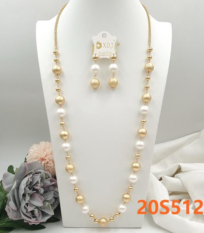 Gold Pearl Necklace & Earring Set | Elegant Party Jewelry