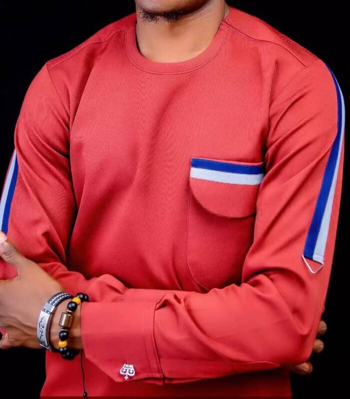 Modern Terracotta Red Senator Wear | Premium Long-Sleeve African Men's Native Suit