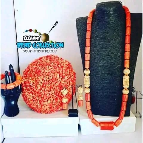 Royal Coral Bead Jewelry Set – Traditional African Bridal & Ceremonial Accessories