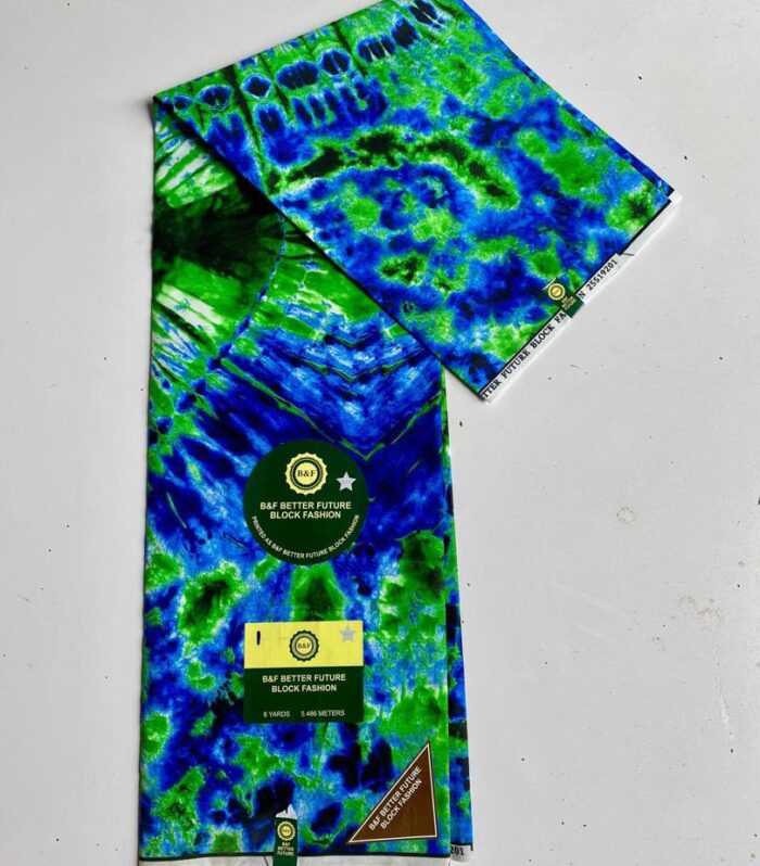 Premium African Tie-Dye Print Fabric (6 Yards) – Electric Blue & Green Batik Wax Print | Thryve Platforms